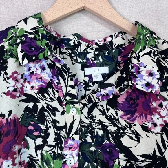 J Jill Womens Floral Button Up Top Size XL Petite Bloomcore Office Career Artsy - Picture 2 of 9